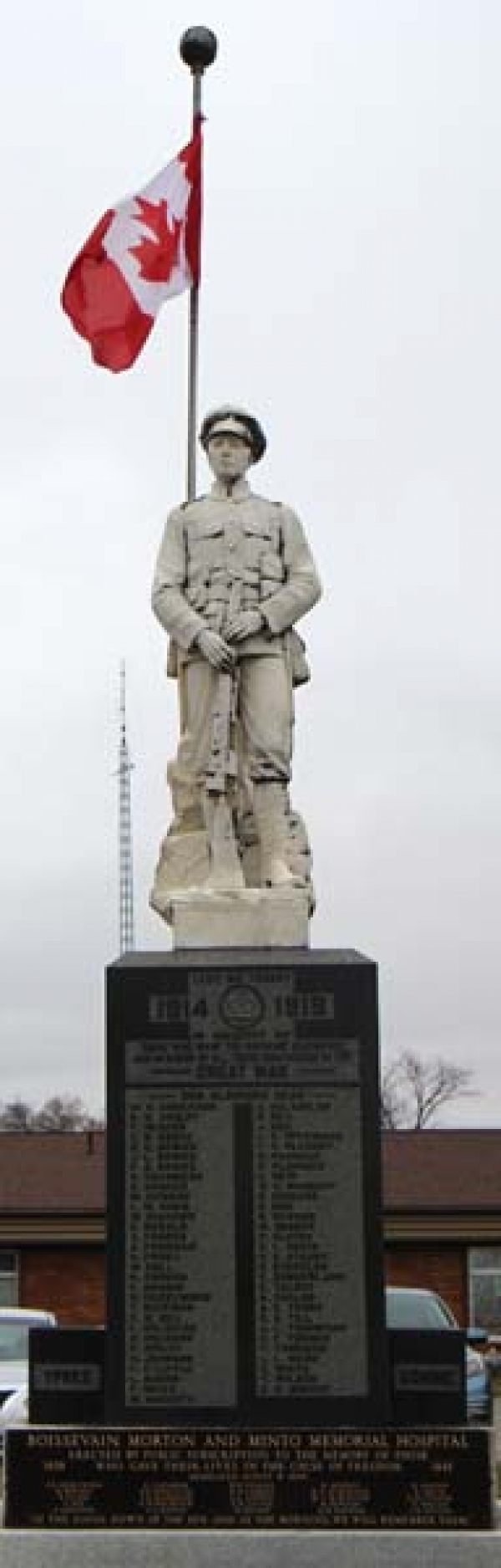 The Cenotaph, which now stands at the Boissevain Health Centre, displays the names of the community’s fallen.