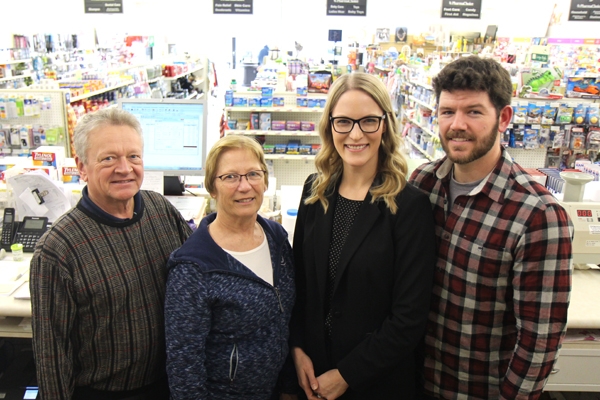 Brent and Jill Hazlewood (left) recently sold their pharmacy, Hazlewood Drugs, to Megan and Dan Hamilton. Hazlewoods have owned the Drugstore since 1992, when they purchased the business from Jack Houston. Brent and Jill will still be seen behind the counter, as they plan to continue to help Megan with the business side of things. The sale became official on February 5, and the two are happy to be passing their pharmacy on to a local couple.   