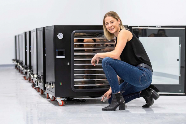 Former Souris woman, Kaitlyn Fraser, daughter of Dianna Fraser and the late Dean Fraser is the founder of Prism Equipment in Salmon Arm, BC. Prism designs and manufactures equipment for the cannabis industry. (Above): Fraser shows a vacuum oven, a piece of extraction equipment used to process