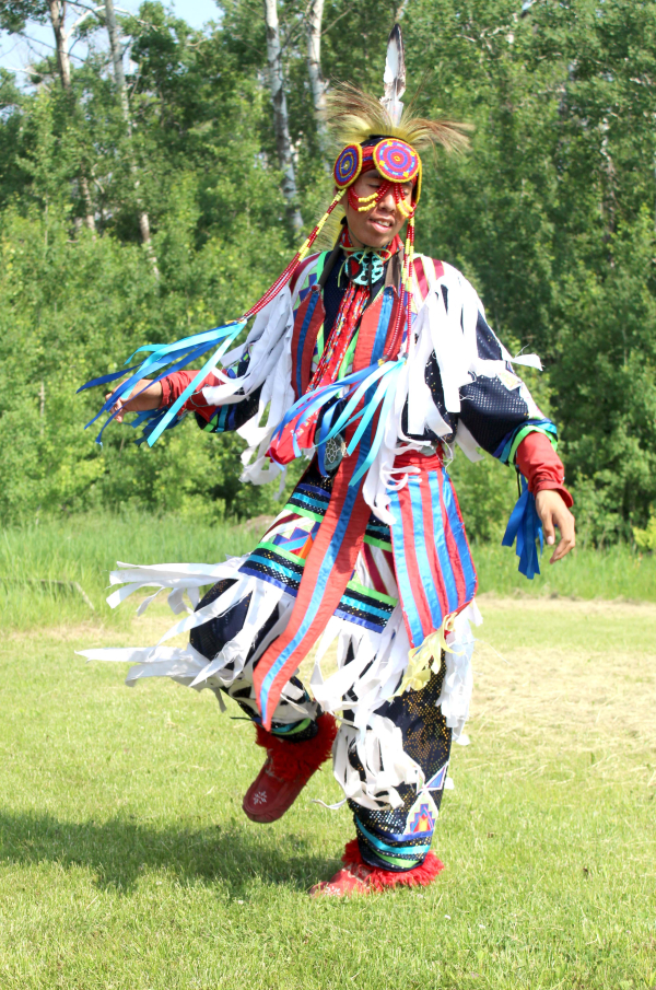 Sam Alexander performed traditional dancing at the culture camp held at Dromore Lake south of Deloraine. The event helped connect students from Southwest Horizon School Division to Indigenous culture.