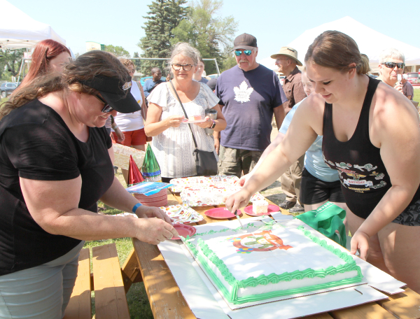 Melissa Perkins (left) and Mackenzie Reichert cut the cake outside of the International Wildlife Museum to celebrate Tommy Turtle’s 50th birthday on Saturday, July 13. It was a full weekend of activities in honour of Boissevain’s mascot being hatched, including the Shellabration by the arena fundraising committee. As the summer heats up, so does the tourist season. 