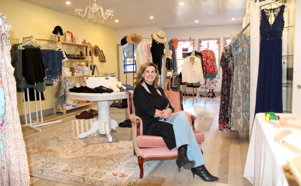 Inge Carey welcomes customers to Paisley Pockets Emporium.