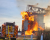 A blaze, thought to be caused by a lighting strike, burned down the old Pool elevator in Waskada on May 5. Although discovered early in the morning, firefighters from three departments were unable to save the structure, which was being used for grain storage.