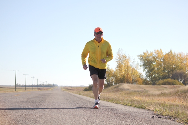 75-year-old Boissevain resident Kennedy Cohoe set a goal for himself in 2017, to run 1,000 miles and do one half marathon within the year. His goal was accomplished, and many of those miles were clocked on the Ninga Highway, including this photo of a run, taken on October 5.