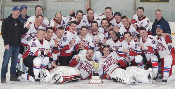 The Boissevain Border Kings had no trouble completing the sweep of the Gladstone Lakers on Saturday, March 23, beating the defending champs of the THHL 8-1 in the Boissevain Arena. This is the first title the squad has won in this league after several in the now defunct South West Hockey League, including the final one. It took a few years of player selection and development, but the 2018-19 championship belongs to the Kings.   Back row: Coach Phil Kroeker, Manager Ed Dyck, Travis Mealy, Eric Herbel, Josh Dueck, Jared Dueck, Geoff Davison, Skylar Canada, Jon Naturkoch, Jeff Neufeld, Landon Campbell, Coach Dave Kempthorne. Middle: Kelly Glowa, Bruce Highway, Chris Low, Dakota Scheirlinck, Darren Bestland, Devon LeBlanc, Tyler Dittmer, Zeinan Ziemer, Jagger Thomas, Andrew Albrecht, Patrick Leask.  Front: Cody Matthewson, Brody Palmer. Missing: Blake Jameson. 