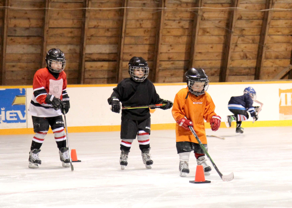 For the first time in three years, the Ninga hockey program is up and running in their rink. The players range in age from beginners to teenagers. Colen Hildebrand (left),Finley Dueck and Gus Parrott are some of the younger players enjoying the return to the ice. 