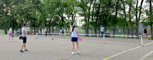 Although the old tennis courts on the north side of Boissevain School can be used for pickelball, the Boissevain School Playground Committee is planning to redo the area, making both a pair of proper courts for the popular sport and a basketball court. They are presently raising money for this endeavour, following their successful middle school playground project.