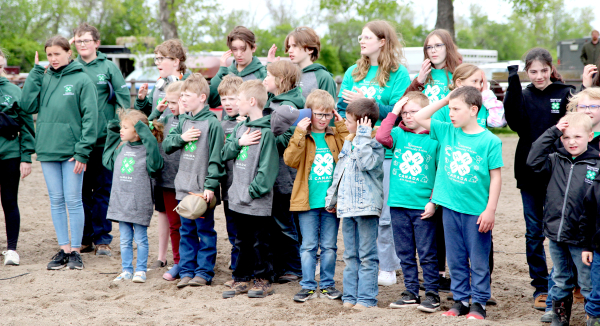 4-H members from seven clubs made their pledges at Rally Day in Boissevain on June 6. It was a windy day at the fairgrounds, but 4-H members were still able to enjoy the 88th Rally. The organization is in the beginning stages of planning the 90th event in two years time. See story and photos inside.
