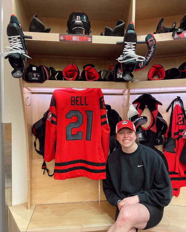 Ashton Bell is all smiles sitting with her Team Canada Olympic jersey. The Deloraine native learned she was named to the Olympic roster on Tuesday, January 11, 2022 and is looking forward to travelling to Beijing, China on January 26. She is the daughter of Tony and Teresa Bell of Deloraine. 