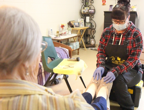 Lori Sicinski started Prairie Soleworks earlier this year. She is a longtime Boissevain nurse, and is now doing foot care, after taking an eight-month course from ACC. She uses a variety of tools to help take care of issues like nail cutting and calluses for senior clients. She travels to her clients’ homes, which takes the transportation burden off of them.