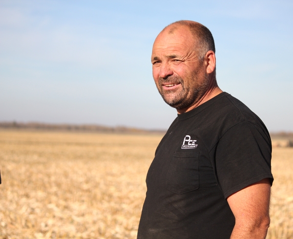 Paul Bell, owner operator of Redhand Ltd. at a lagoon site southeast of Brandon in the fall of 2017. 