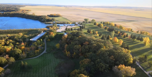 Aerial view of the wooden spillway at the Deloraine Golf Course. The spillway was built in the 1960’s and is set to be replaced in 2026.
