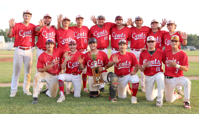 Boissevain Centennials: Back row (L-R): Tyler Robertson, Zane Sawyer, Connor Graham, Dallas Foote, Josh Wood, Jordan Foote, Griffin Albrecht, Brett Laing, Bryan Laing. Front: Austin Clyne, Tyson Pringle, Tanner Clyne, Jay Pringle, Connor Martin, Drew Hilhorst. Missing: Skylar Canada. 